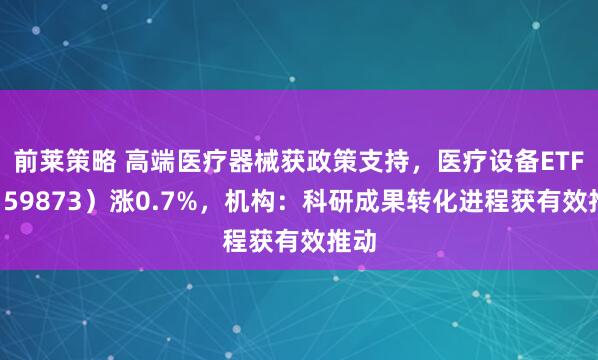前莱策略 高端医疗器械获政策支持，医疗设备ETF（159873）涨0.7%，机构：科研成果转化进程获有效推动